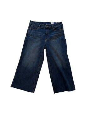APT 9 Women’s Wide Leg Crop Jeans Size 14 Blue Denim Mid Rise NWT